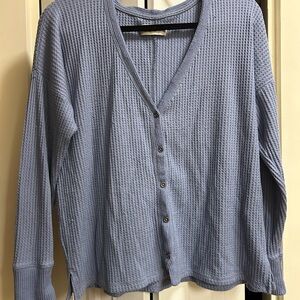 Abercrombie & Fitch Soft Blue Waffle Knit Sweater